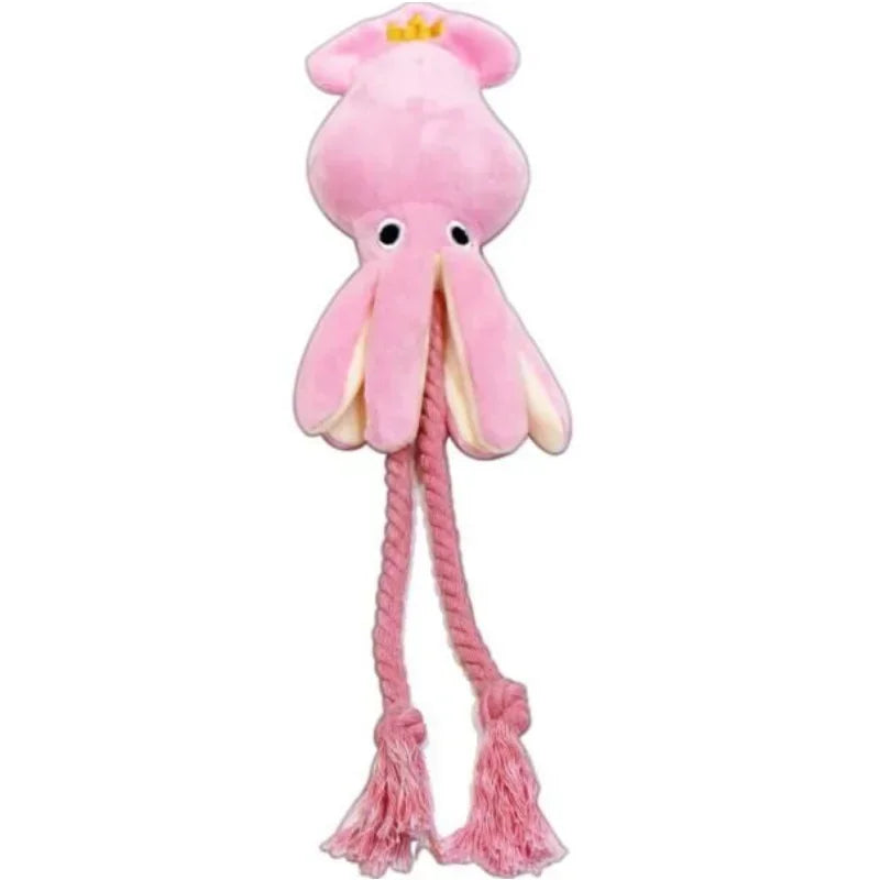 Squid Puppy Pet Dog Chew For Lovely Pink Teeth Cleaning Pet Toys Octopus Plush Toys Supplies BB Small Cute Rope Toy Dog Squeak