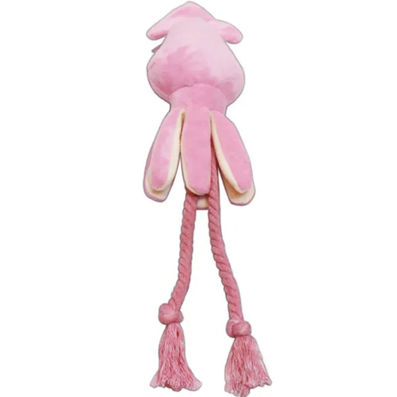 Squid Puppy Pet Dog Chew For Lovely Pink Teeth Cleaning Pet Toys Octopus Plush Toys Supplies BB Small Cute Rope Toy Dog Squeak