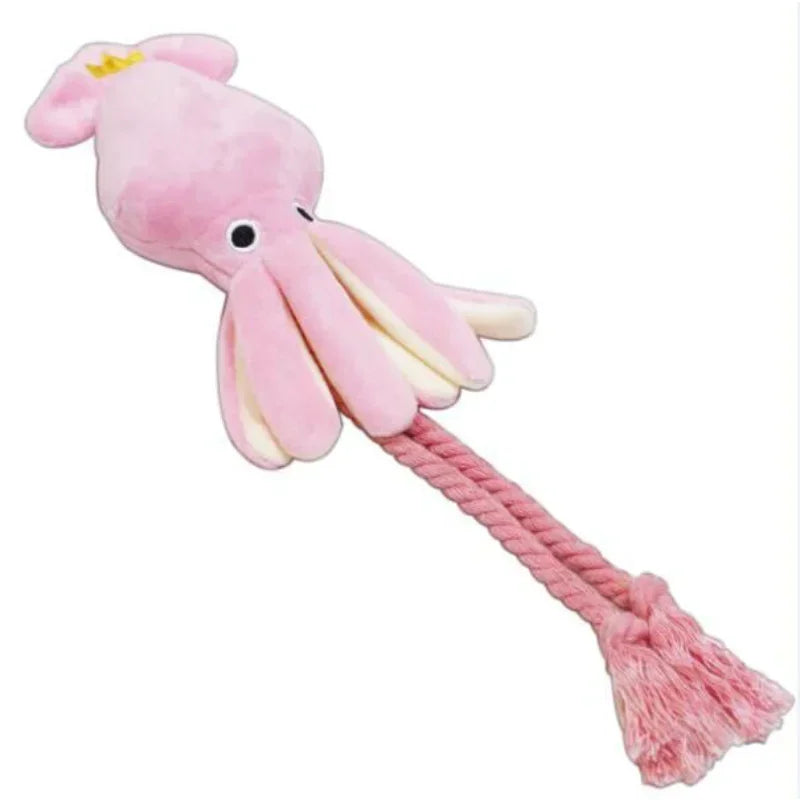 Squid Puppy Pet Dog Chew For Lovely Pink Teeth Cleaning Pet Toys Octopus Plush Toys Supplies BB Small Cute Rope Toy Dog Squeak