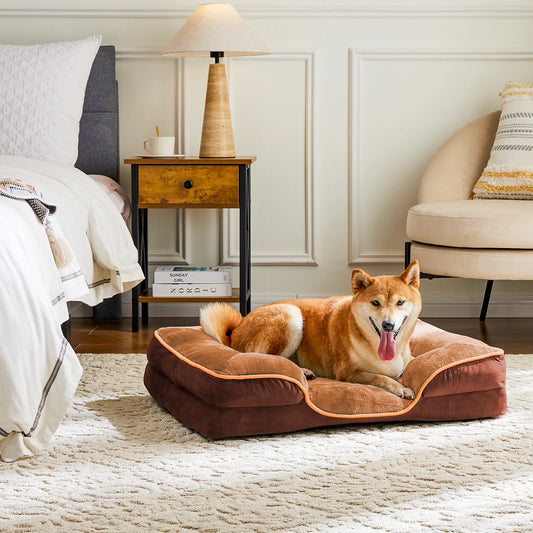 Orthopedic Dog Bed Calming Dog Bed for Medium to Large Dogs Washable Large Pet Bed Anti-Slip Round Fluffy Plush Faux Fur Dog Bed