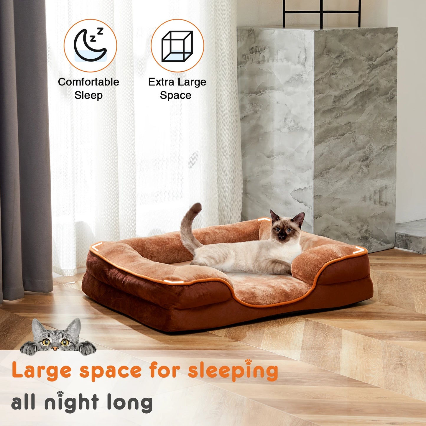 Orthopedic Dog Bed Calming Dog Bed for Medium to Large Dogs Washable Large Pet Bed Anti-Slip Round Fluffy Plush Faux Fur Dog Bed