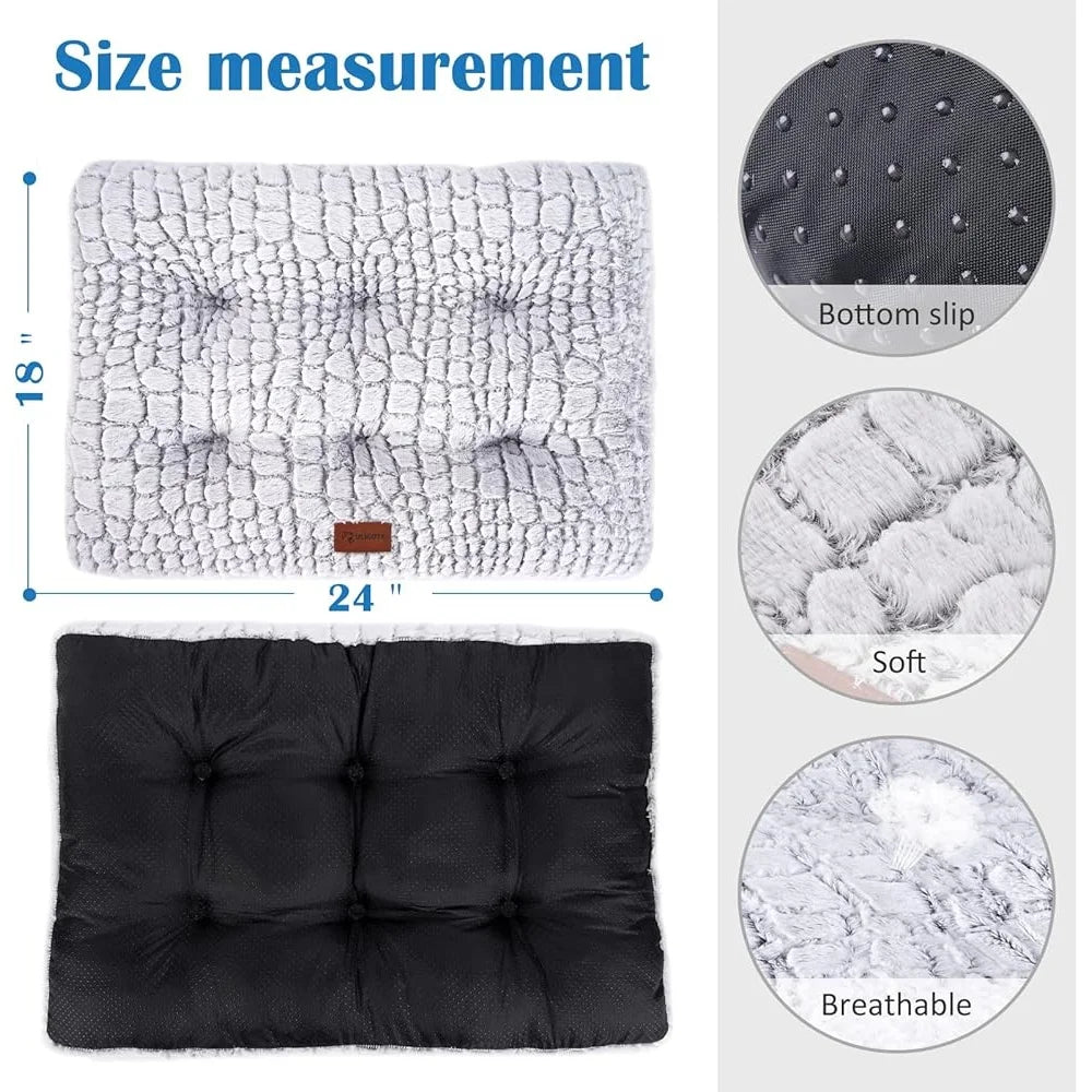 Soft Fluffy Dog Bed Crate Pad Non Skid Cushion Mat Small Pets Durable Puppy Sleeping Mat 24x18 Inch