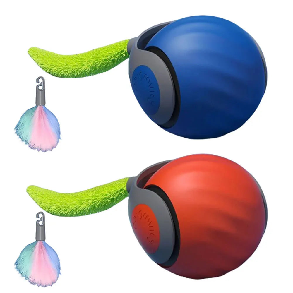 Automatic Moving Cat Toy Ball Smart Cat Toys Two Speed Adjustment Speedy Tail Cat Toy with Replacement Tail