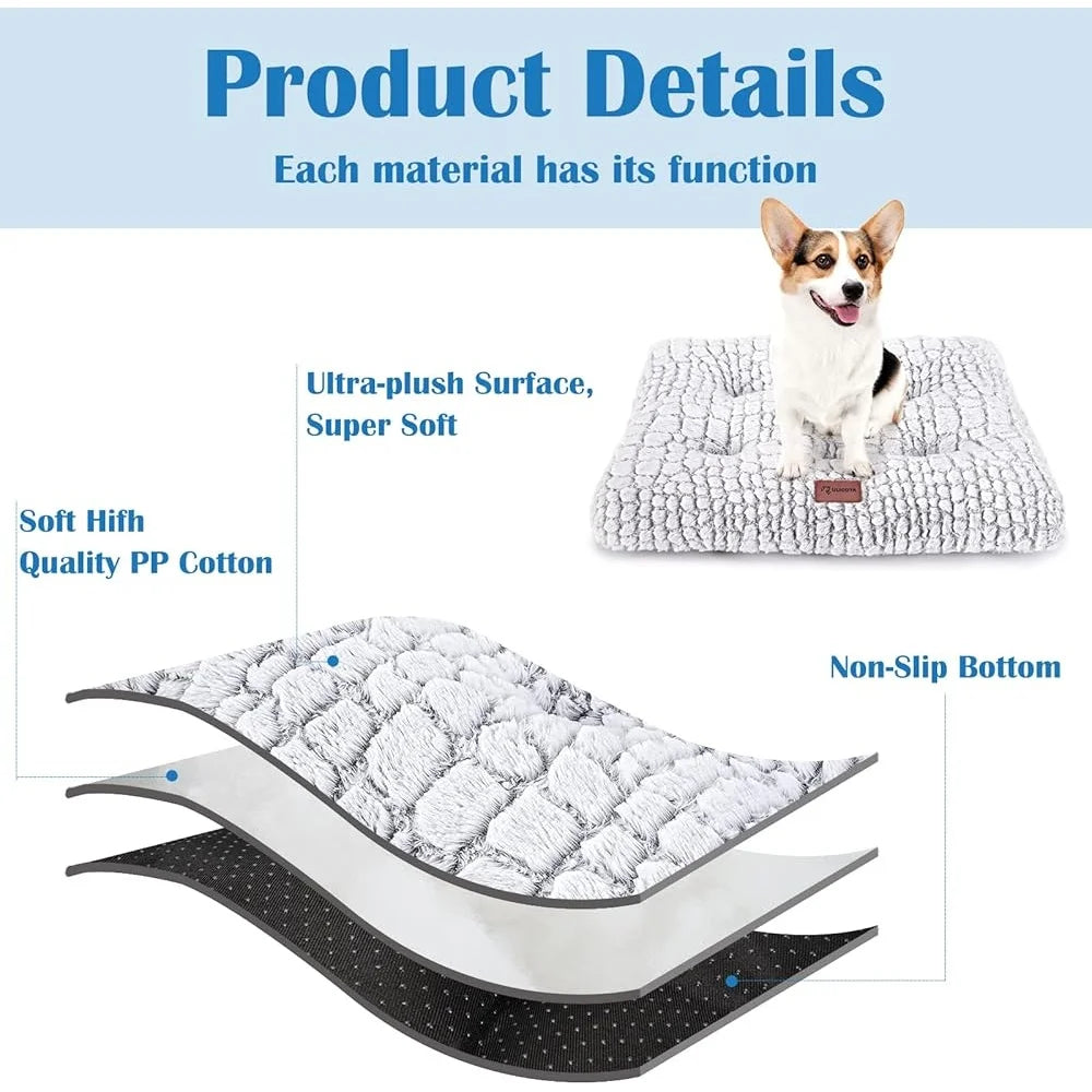 Soft Fluffy Dog Bed Crate Pad Non Skid Cushion Mat Small Pets Durable Puppy Sleeping Mat 24x18 Inch
